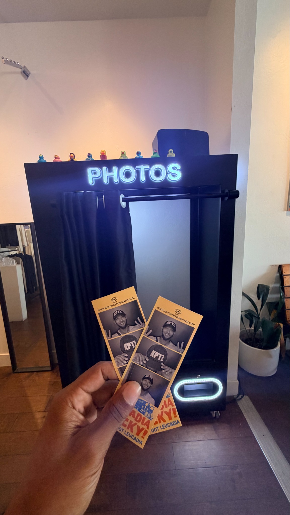 KPTZ Classic Photo Booth with freshly printed photo strips