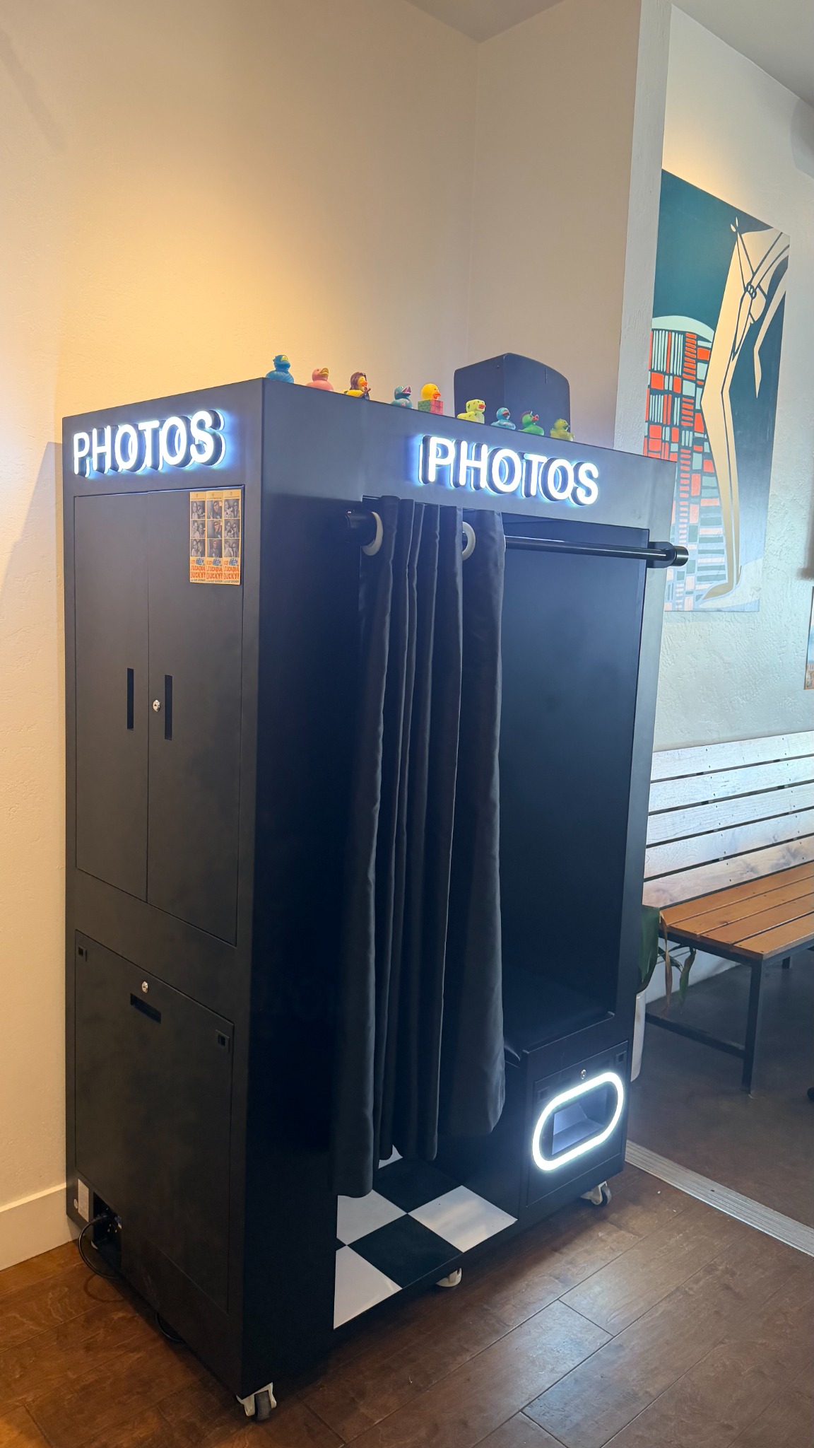 Side view of the KPTZ Classic Photo Booth on wheels